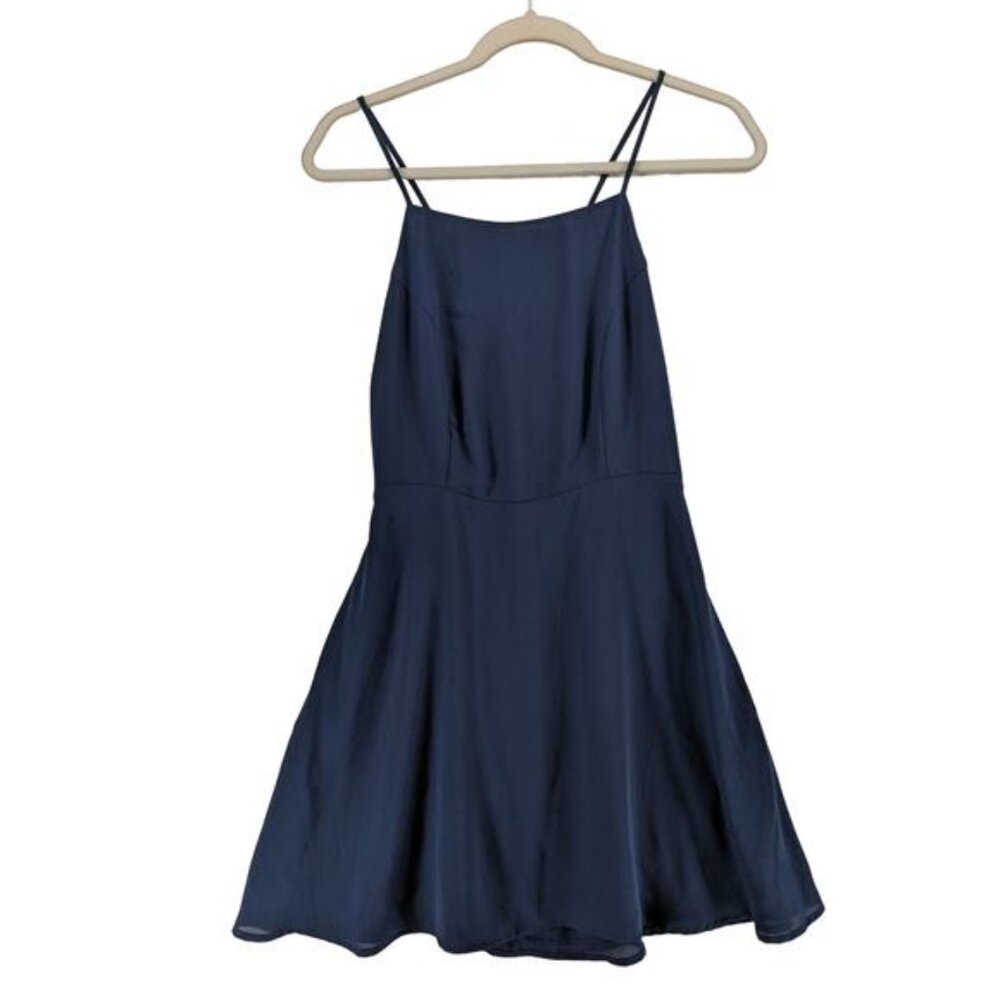 Forever 21 Sundress L Navy Blue Juniors Mini Sleeveless‎ Crisscross Back Dress